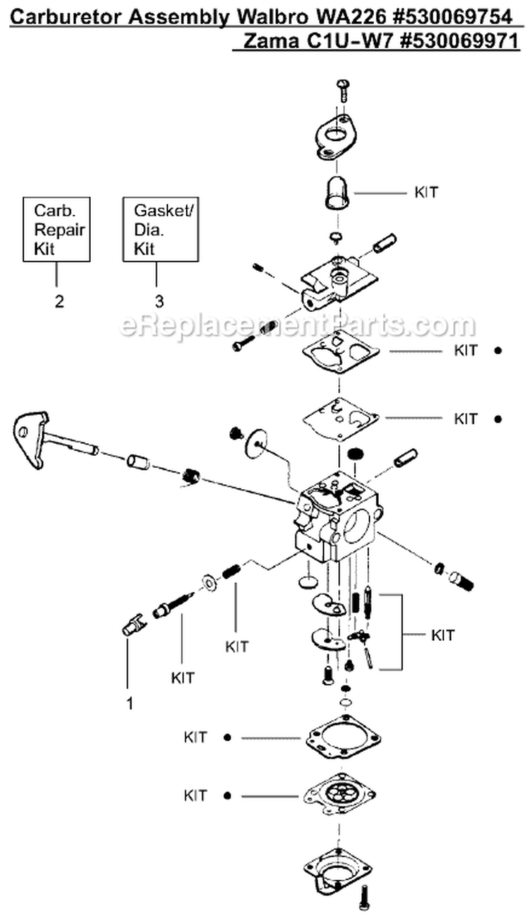 Page A Diagram and Parts List for XT400 Type 1 Weed Eater Trimmer